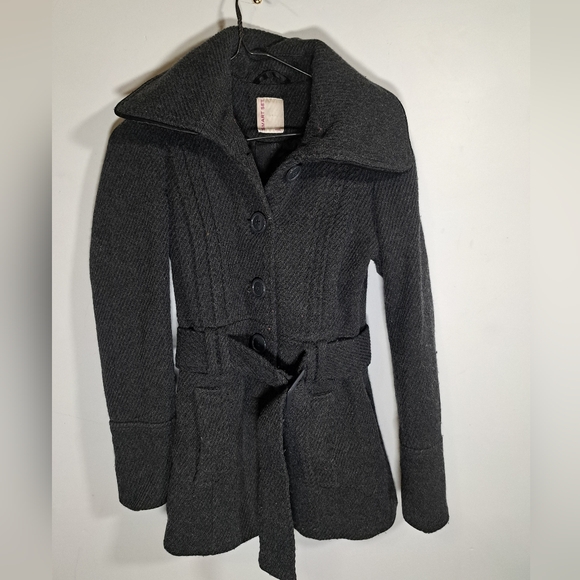 Smart Set Jackets & Blazers - Smart Set Grey Belted Button Up Wool Coat